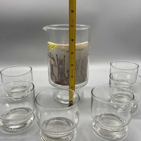 7 pc Princess House Crystal Refreshment Cocktail Pitcher & glasses EVC - Picture 4 of 7